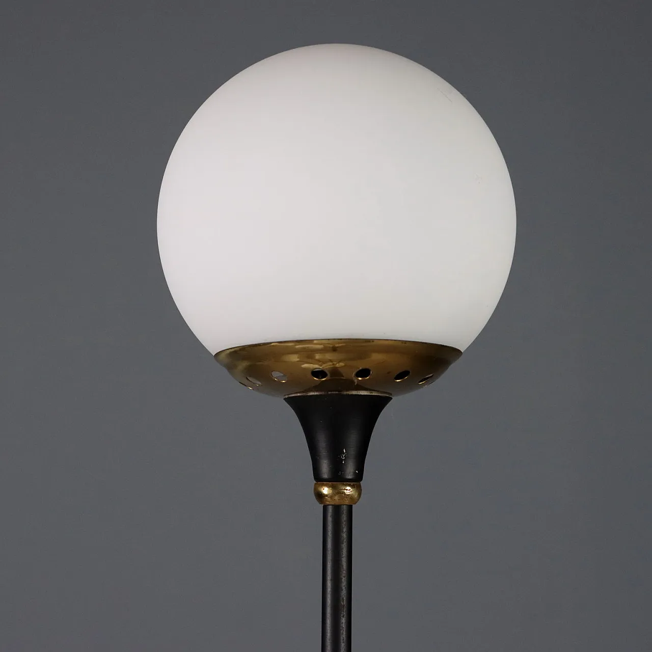 Lampada in marmo, metallo smaltato, ottone e vetro opalino, '900 8