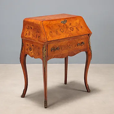 Raised-panel chest of drawers in rosewood and bronze, 20th century