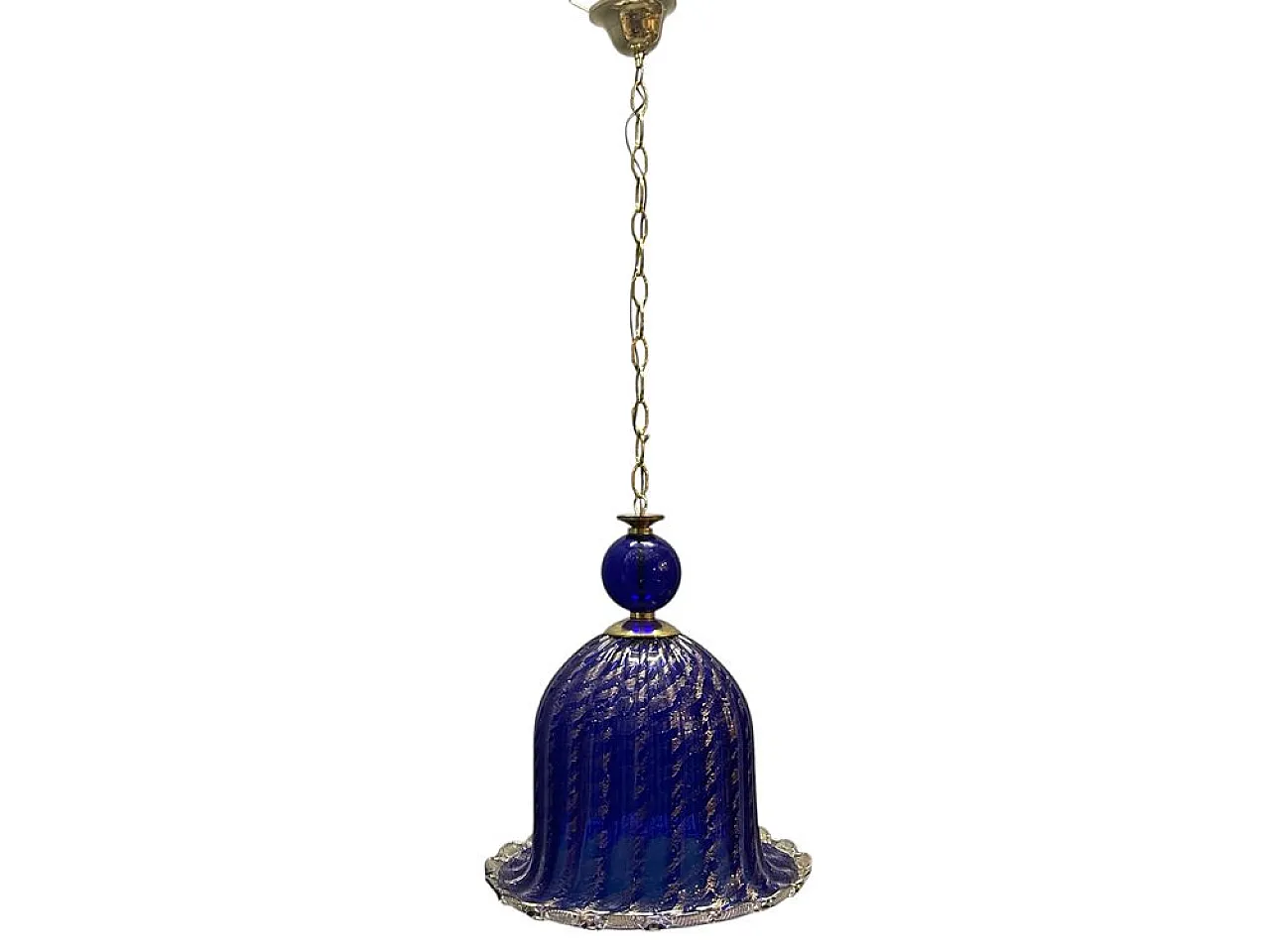 Cobalt blue Murano glass pendant lamp, Italy, 1980s 1