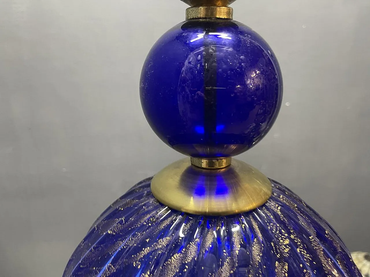 Cobalt blue Murano glass pendant lamp, Italy, 1980s 5