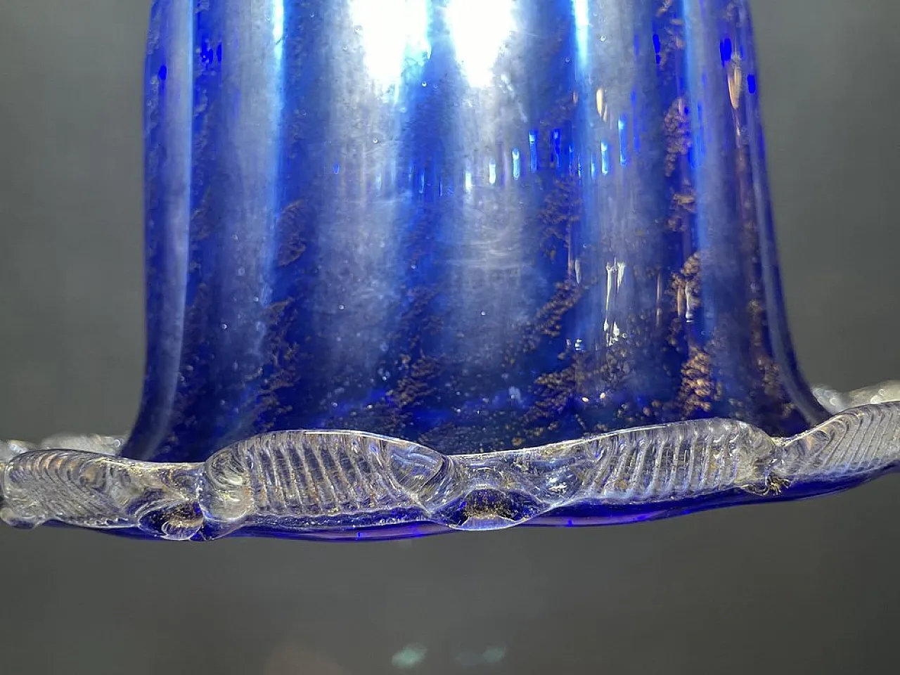 Cobalt blue Murano glass pendant lamp, Italy, 1980s 6