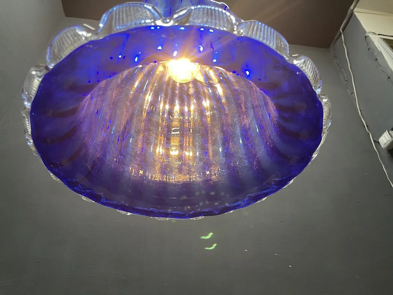 Cobalt blue Murano glass pendant lamp, Italy, 1980s 7