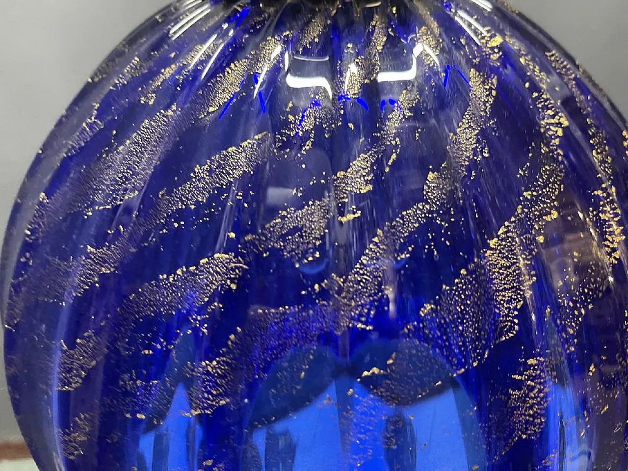 Cobalt blue Murano glass pendant lamp, Italy, 1980s 8