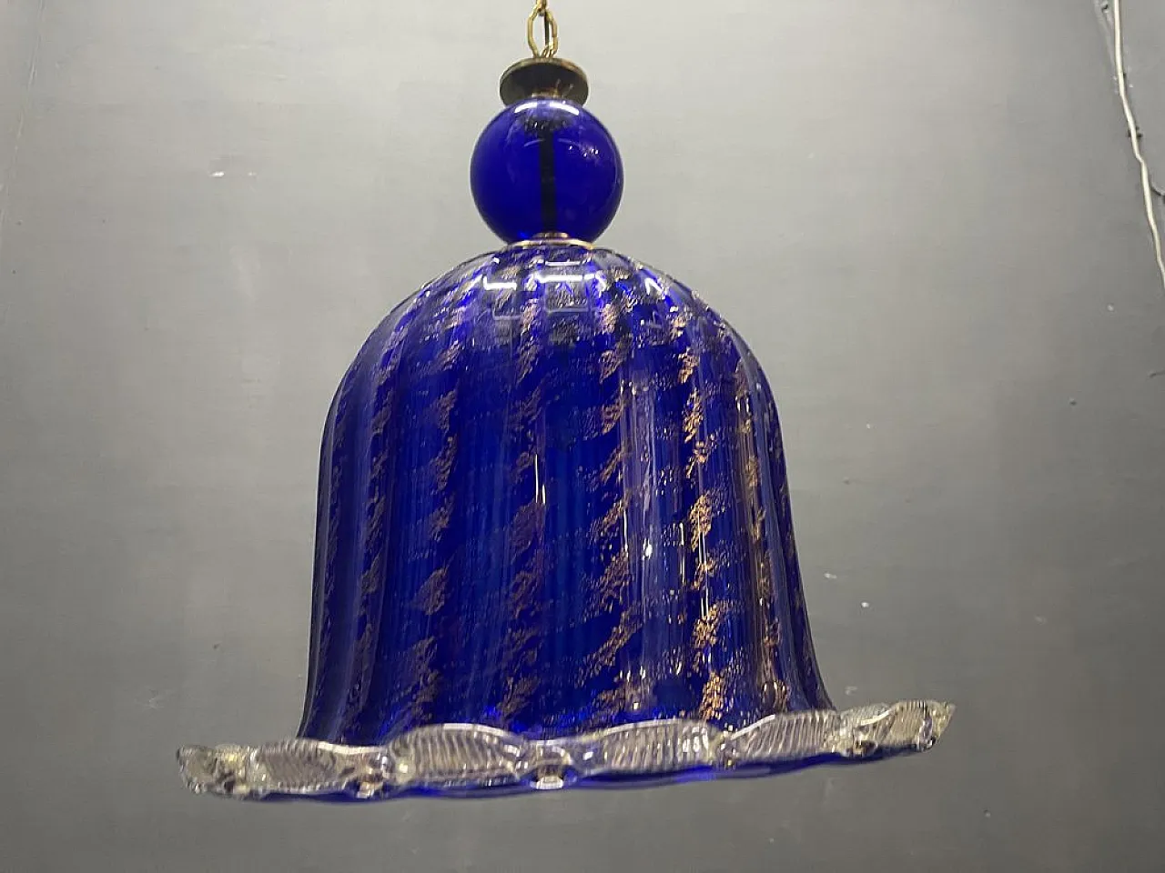 Cobalt blue Murano glass pendant lamp, Italy, 1980s 10