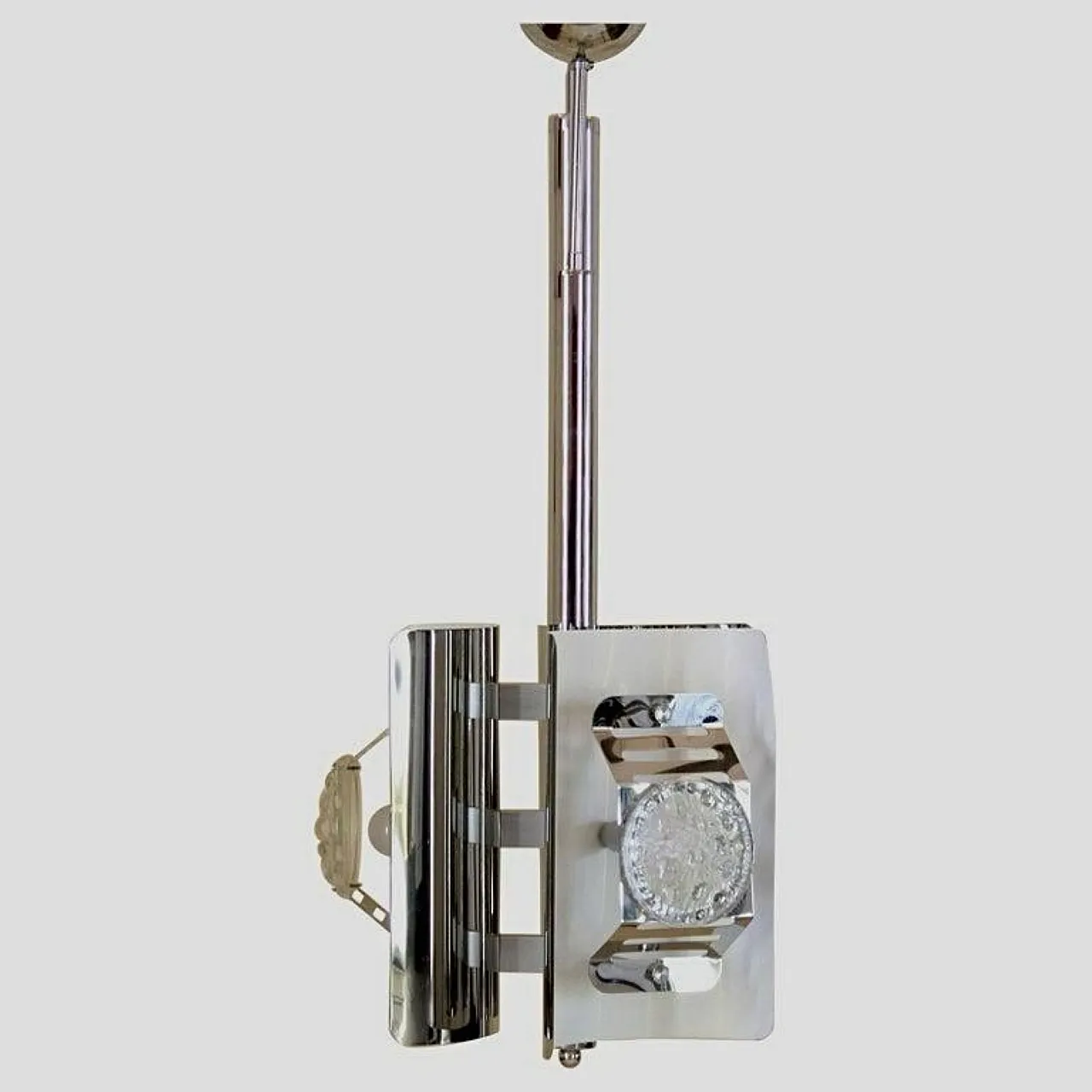 Lampada a sospensione Space Age cromata di AV Mazzega, anni '70 1
