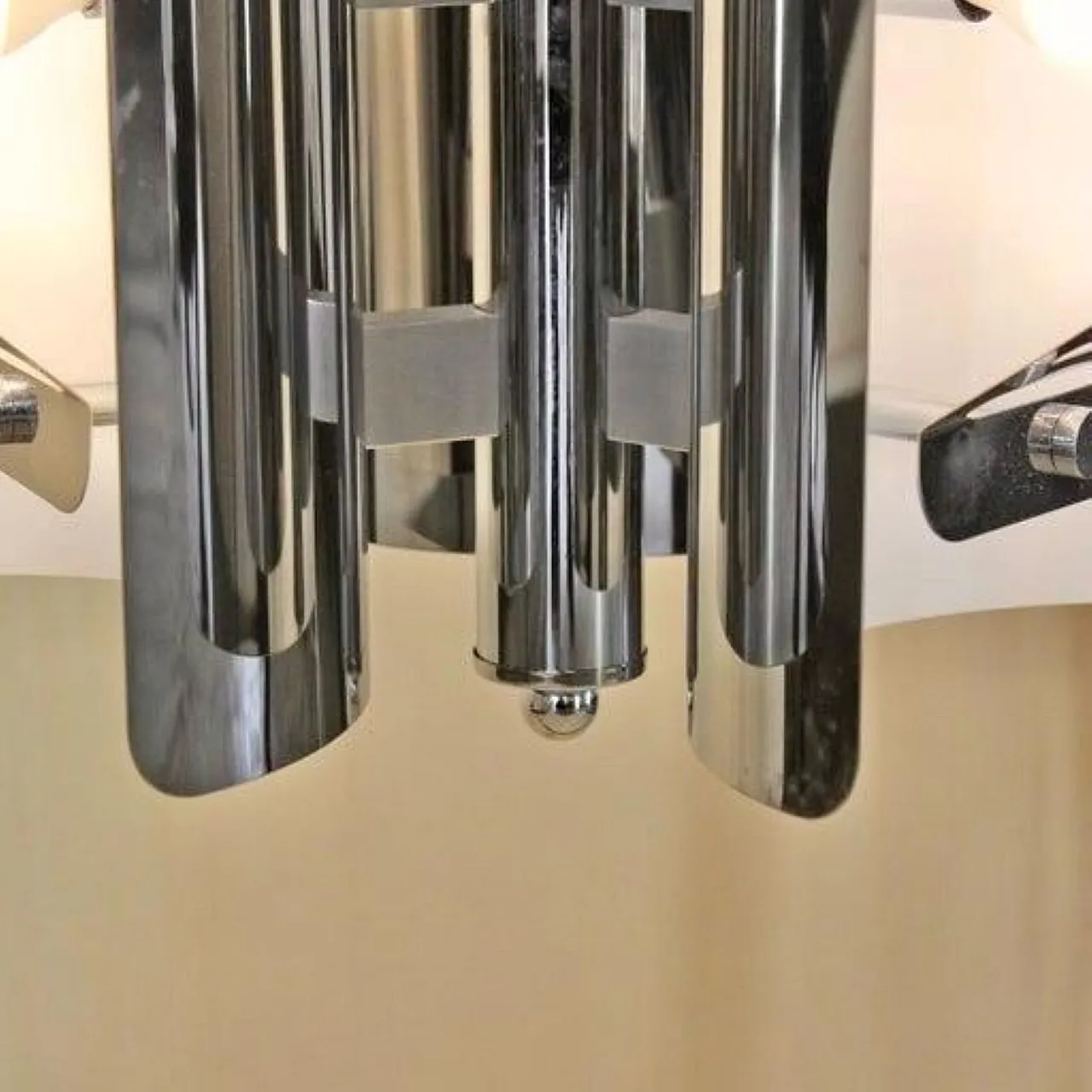Lampada a sospensione Space Age cromata di AV Mazzega, anni '70 9