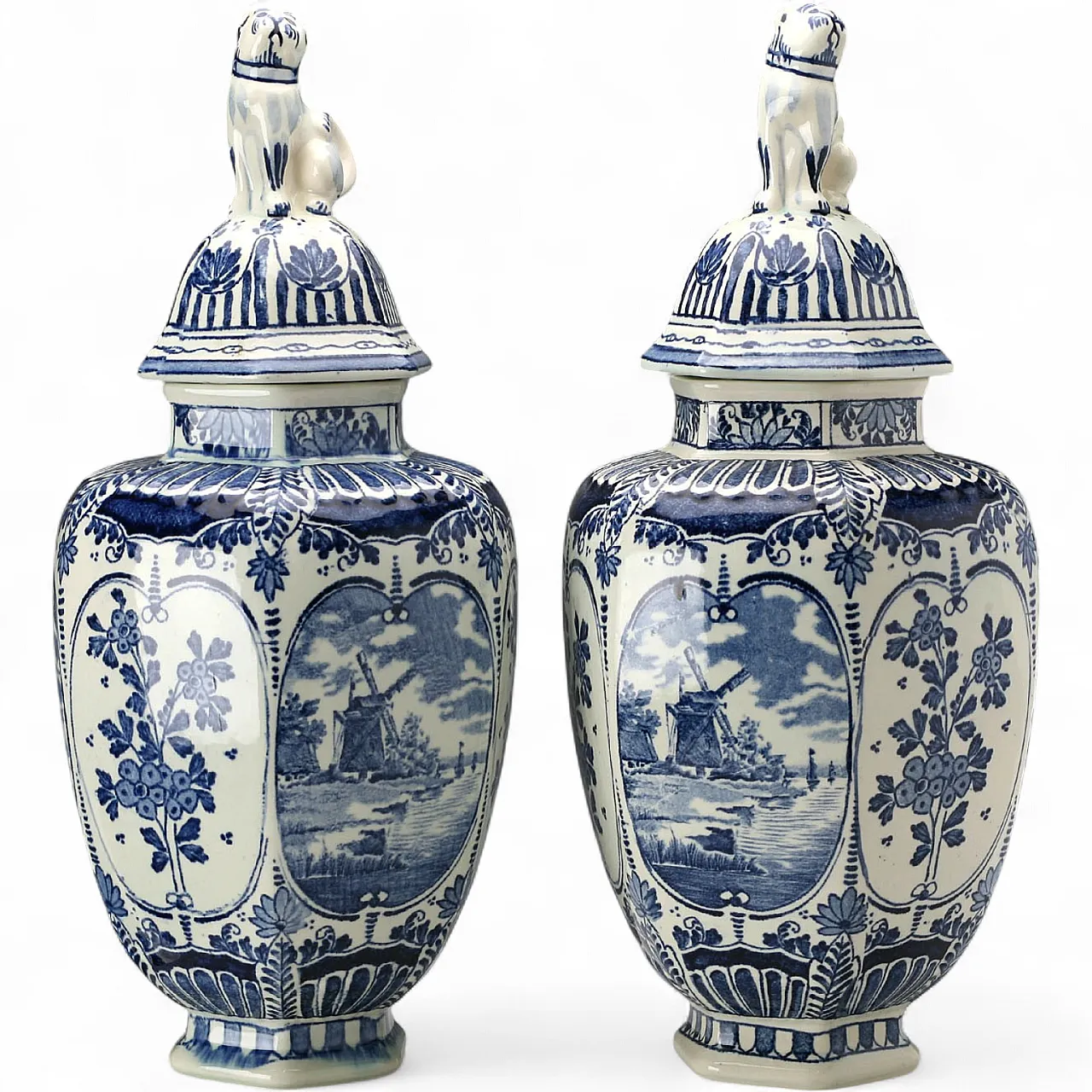 Coppia di vasi in ceramica delfts, '900 11