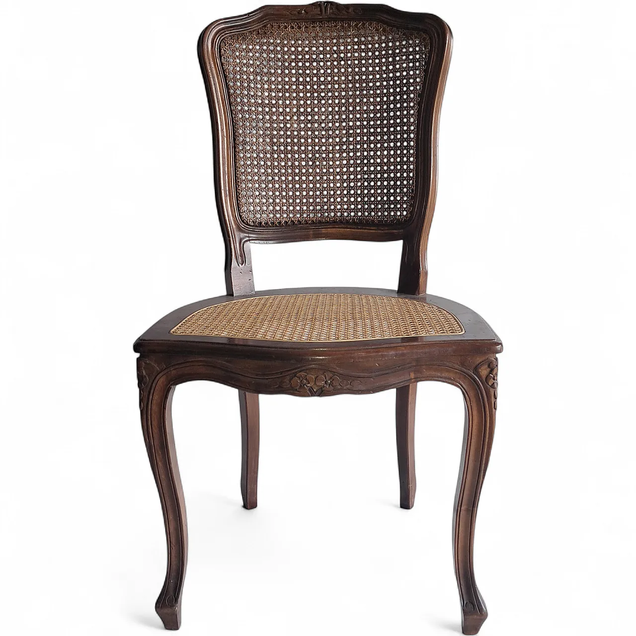 6 Louis XV style chairs in solid wood and Vienna straw, 18th century 12