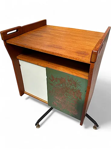 Mobile Bar Dal Vera girevole in teak, ante scorrevoli, Italia,anni’60