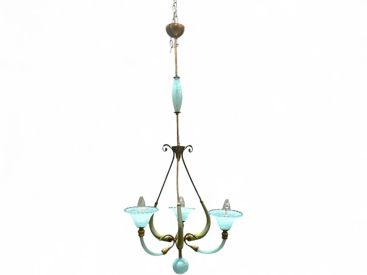 Lampadario in vetro di Murano blu, Italia, anni '50 20