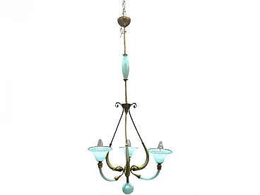 Blue Murano glass chandelier, Italy, 1950s