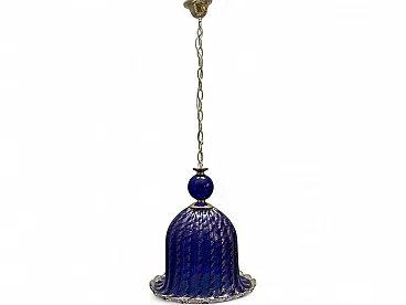 Cobalt blue Murano glass pendant lamp, Italy, 1980s