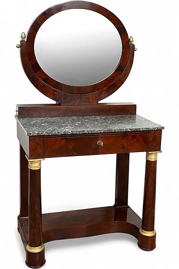 Empire toilet in mahogany feather with elements in bronze,19th century