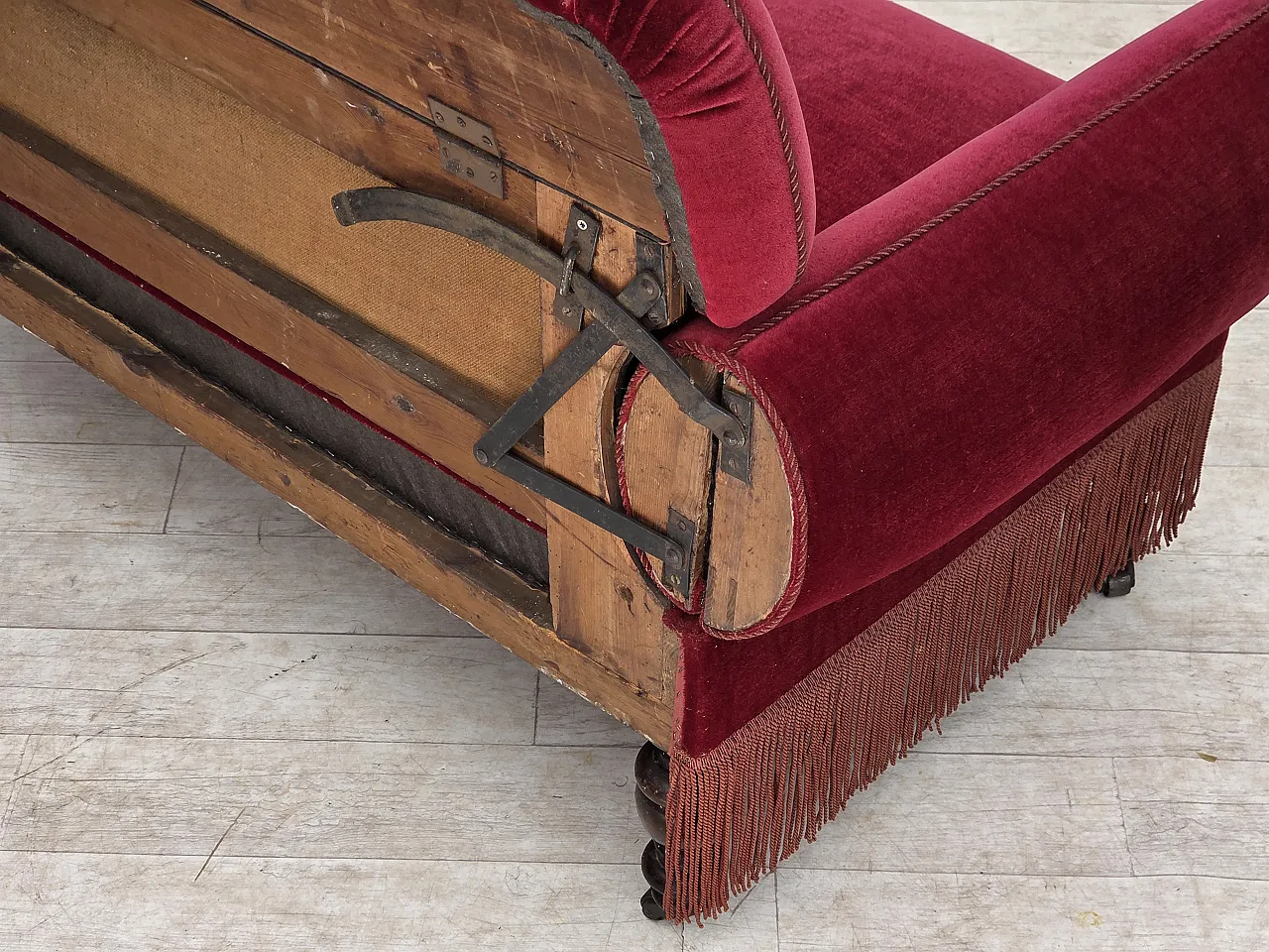 Danish 2-seater drop arm/back sofa, furniture velour, 1950s 17