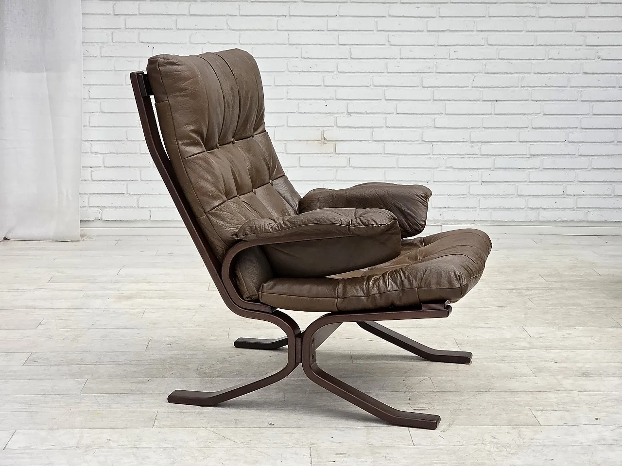 Armchair in brown furniture leather, 1970s 1
