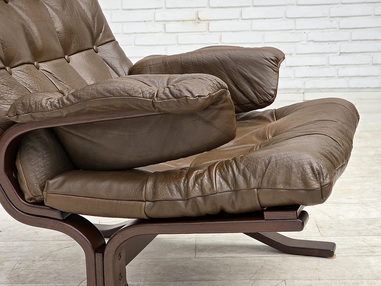Armchair in brown furniture leather, 1970s 2