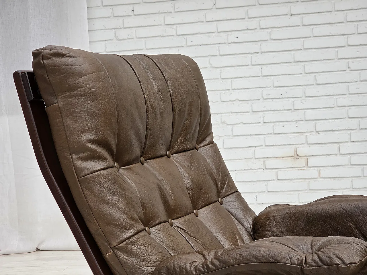 Armchair in brown furniture leather, 1970s 3