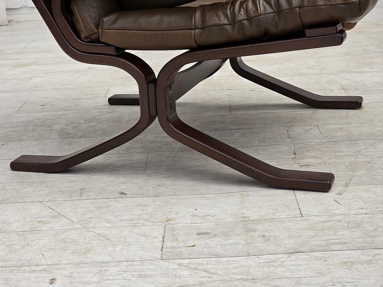 Armchair in brown furniture leather, 1970s 4
