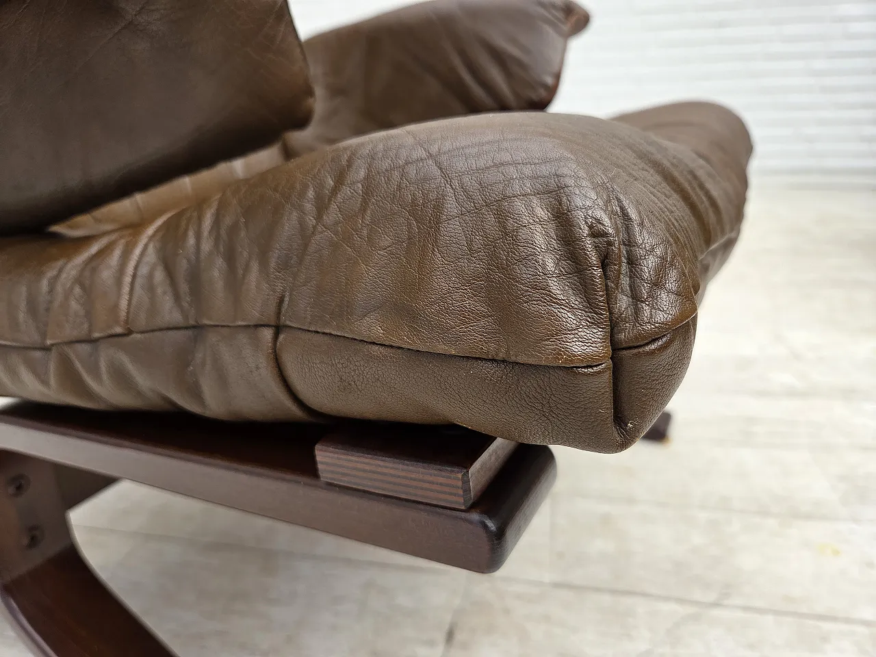 Armchair in brown furniture leather, 1970s 5