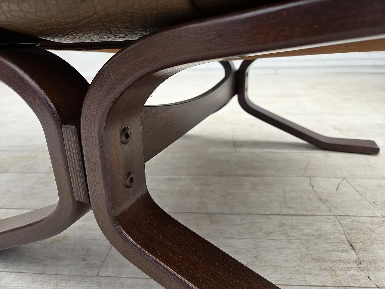 Armchair in brown furniture leather, 1970s 6