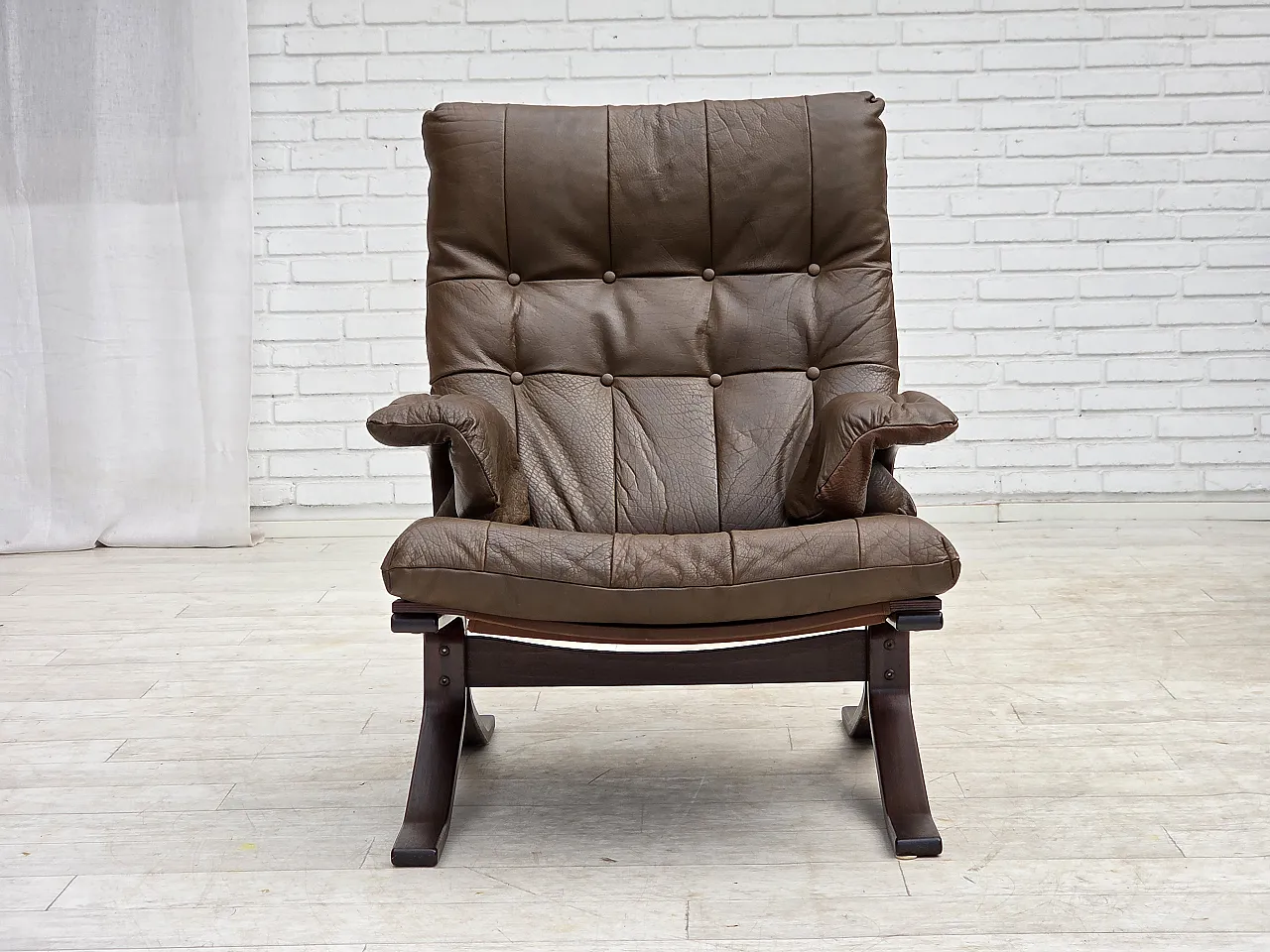Armchair in brown furniture leather, 1970s 7