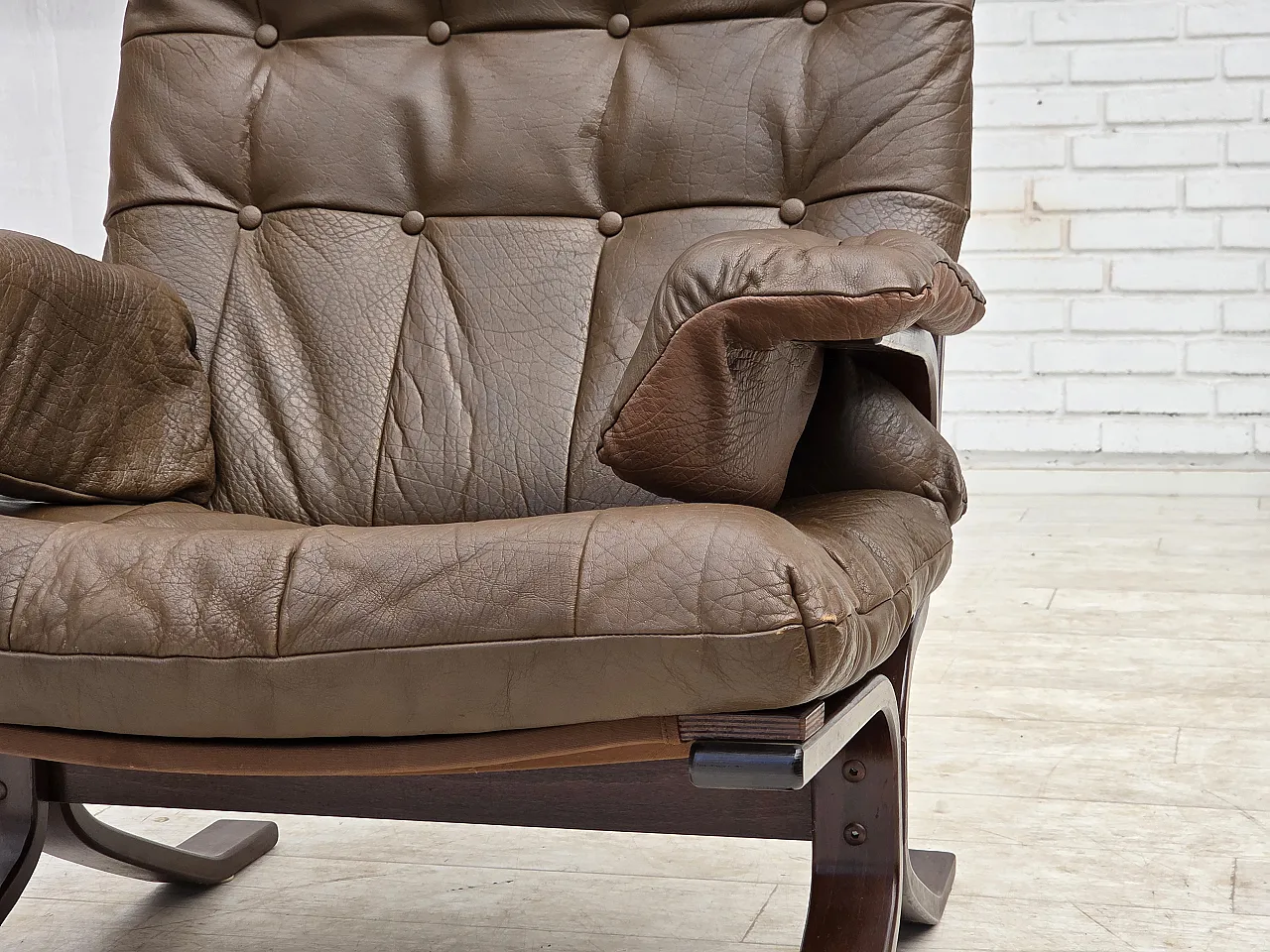 Armchair in brown furniture leather, 1970s 8