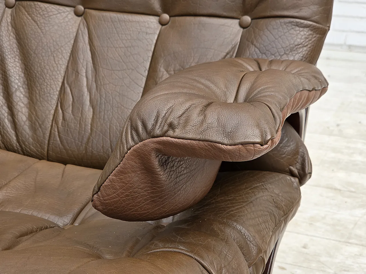 Armchair in brown furniture leather, 1970s 9