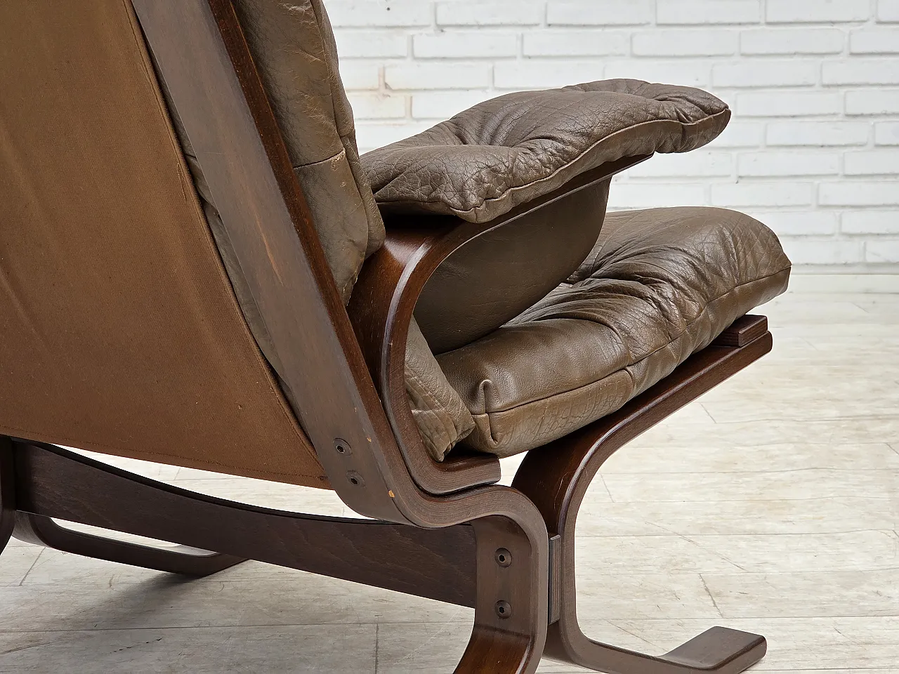 Armchair in brown furniture leather, 1970s 12