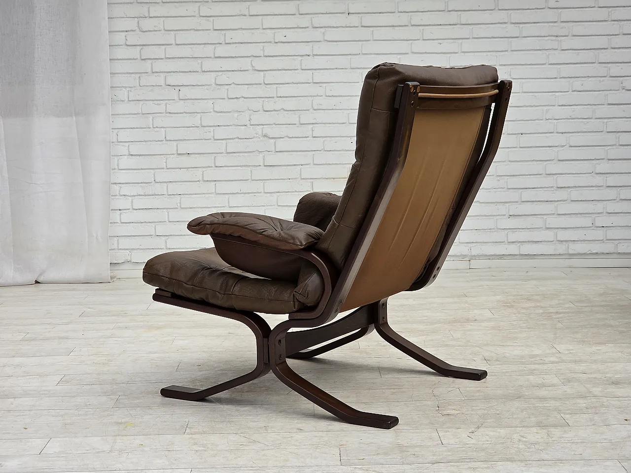 Armchair in brown furniture leather, 1970s 15