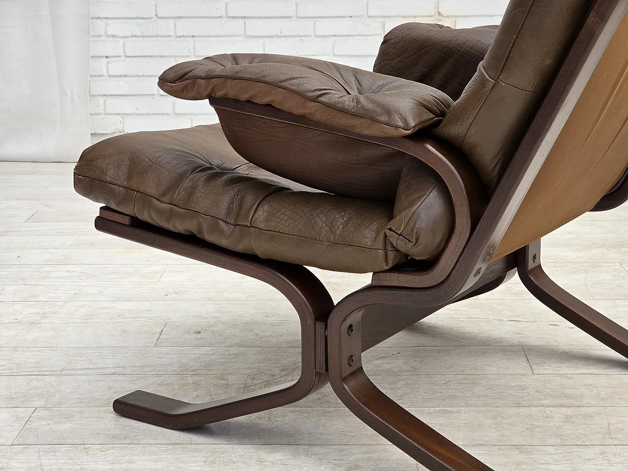 Armchair in brown furniture leather, 1970s 16