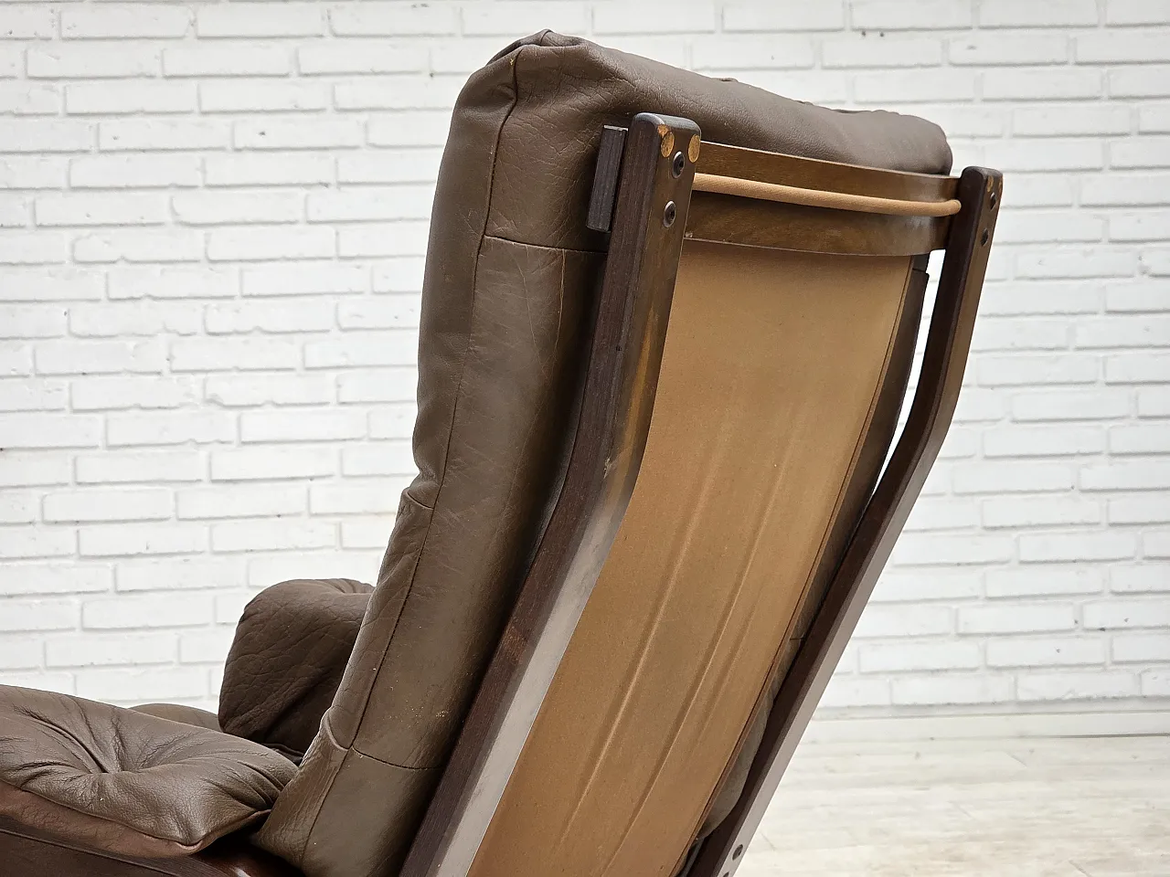 Armchair in brown furniture leather, 1970s 17