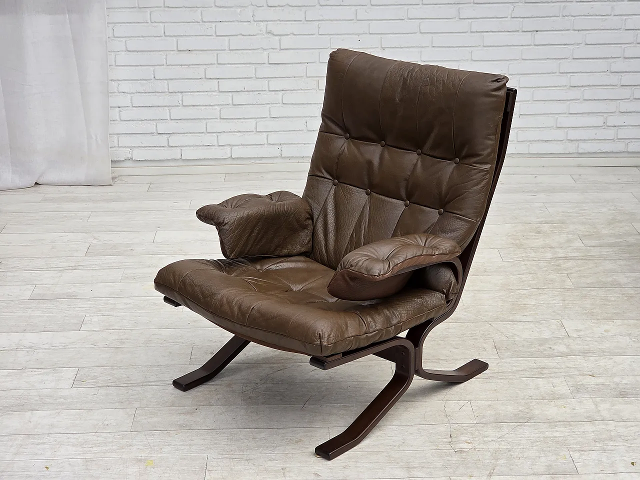 Armchair in brown furniture leather, 1970s 19