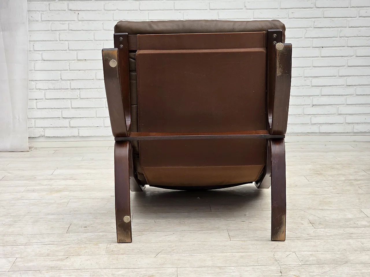 Armchair in brown furniture leather, 1970s 20