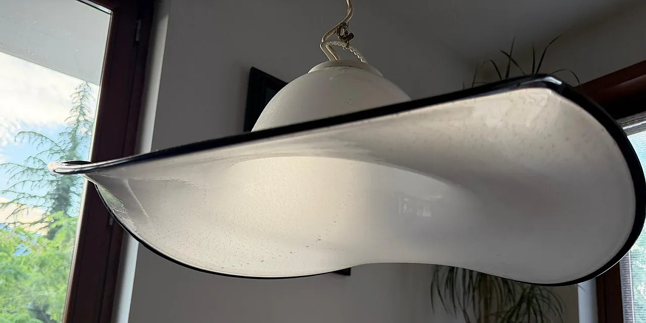 2 Large Mid-Century Wavy Hat Murano Glass chandelier, 1970s 12