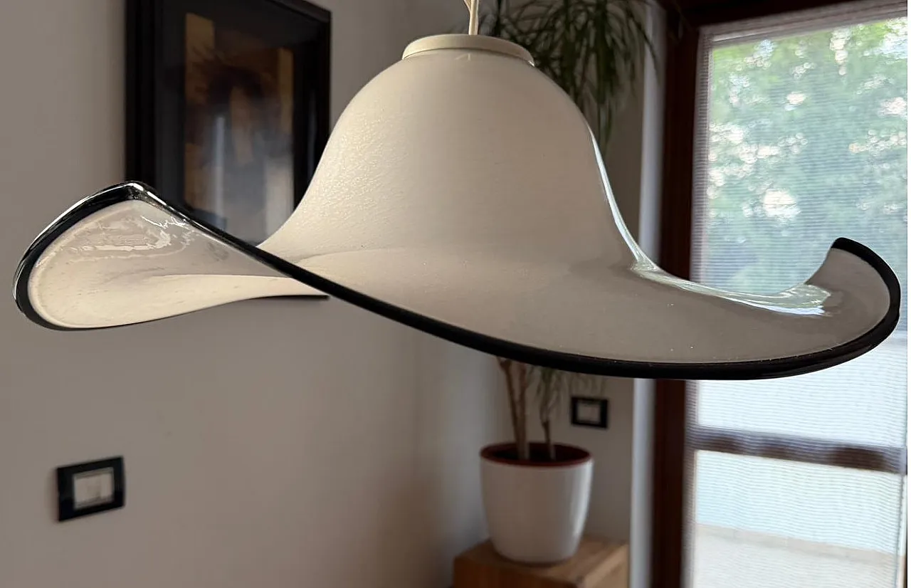 2 Large Mid-Century Wavy Hat Murano Glass chandelier, 1970s 15
