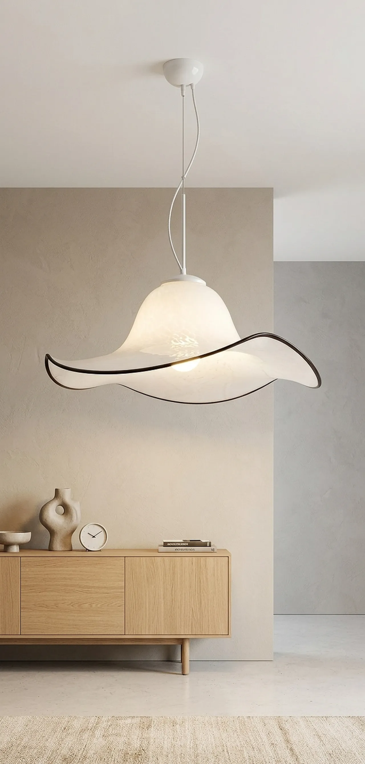 2 Large Mid-Century Wavy Hat Murano Glass chandelier, 1970s 16