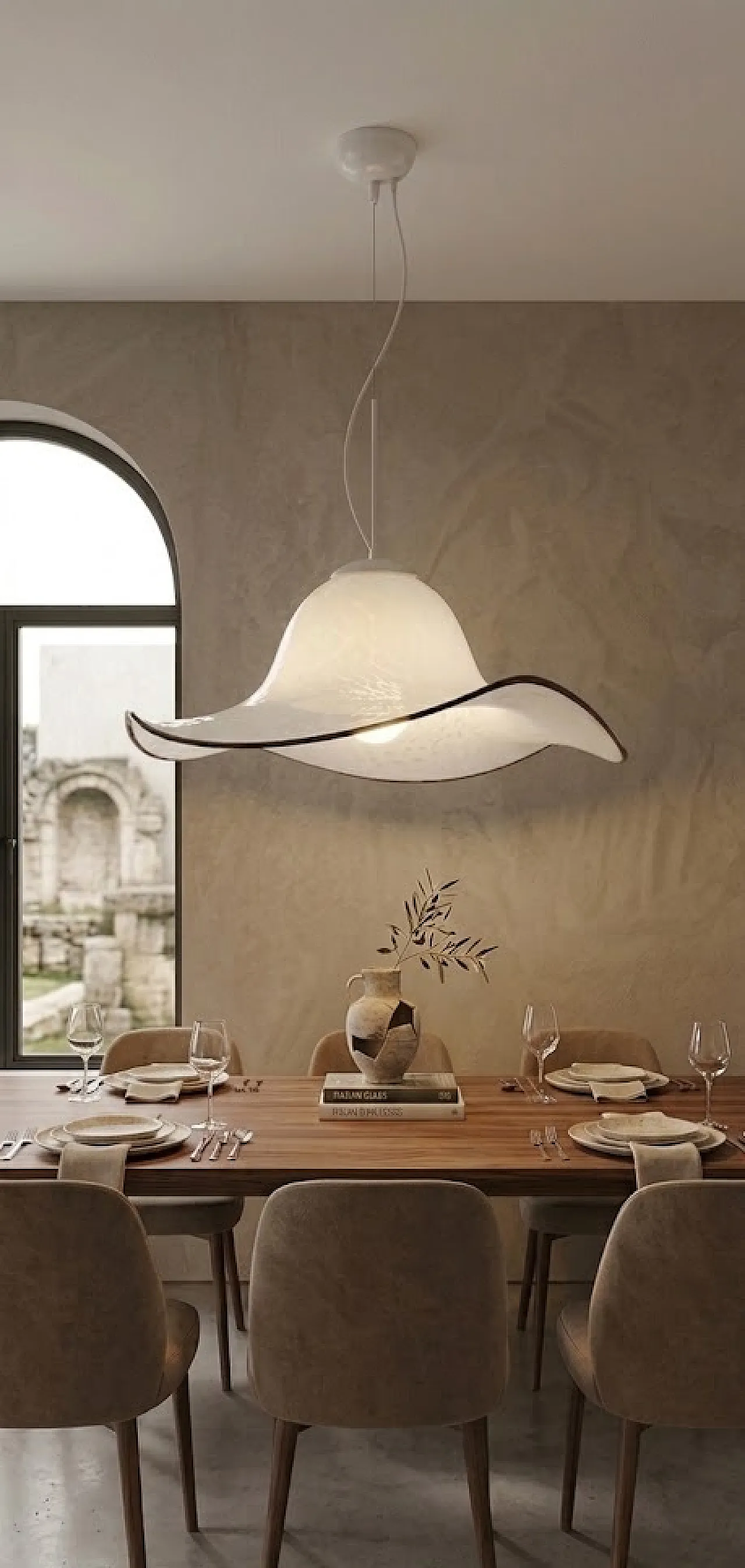 2 Large Mid-Century Wavy Hat Murano Glass chandelier, 1970s 17