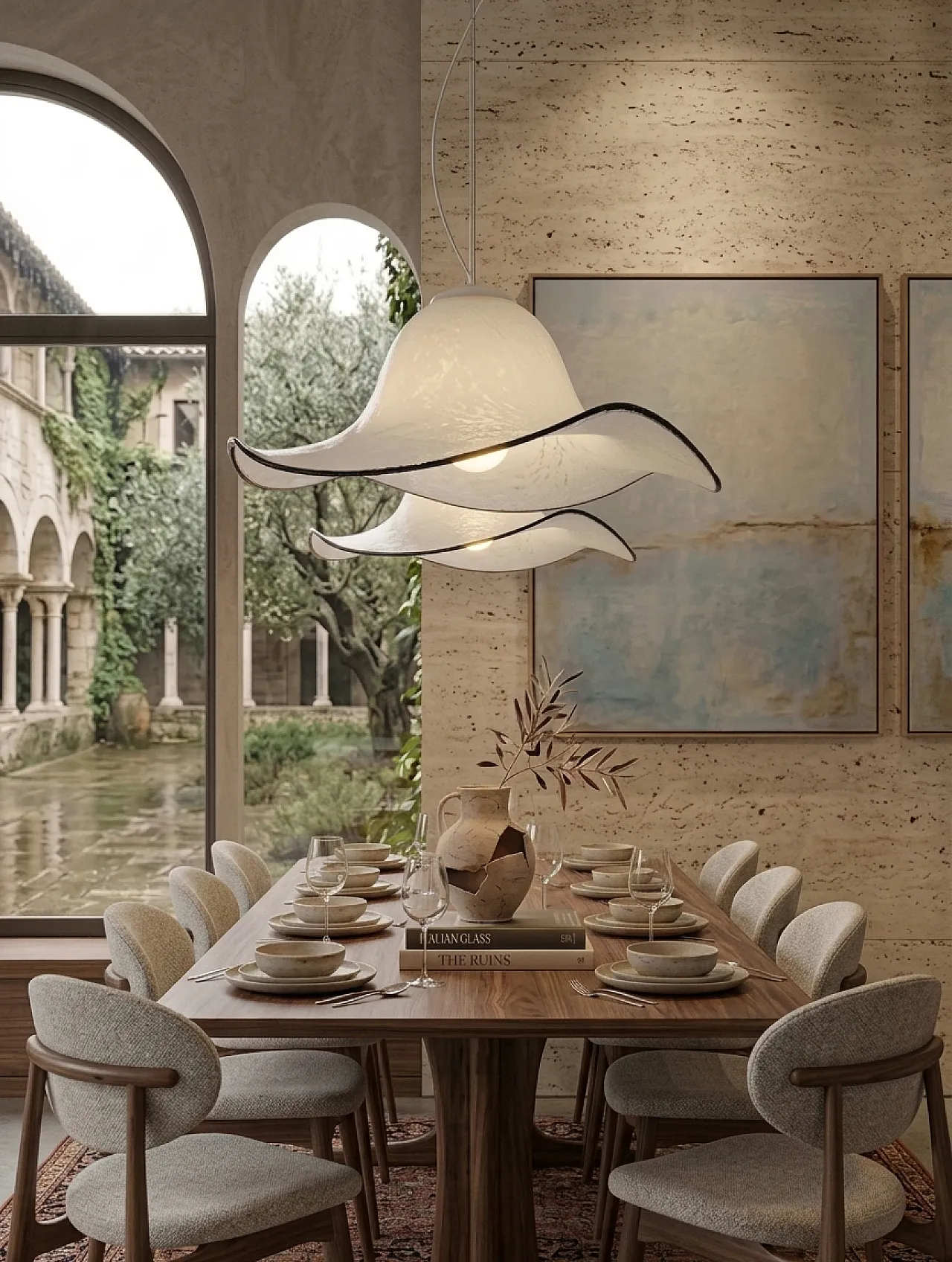 2 Large Mid-Century Wavy Hat Murano Glass chandelier, 1970s 18