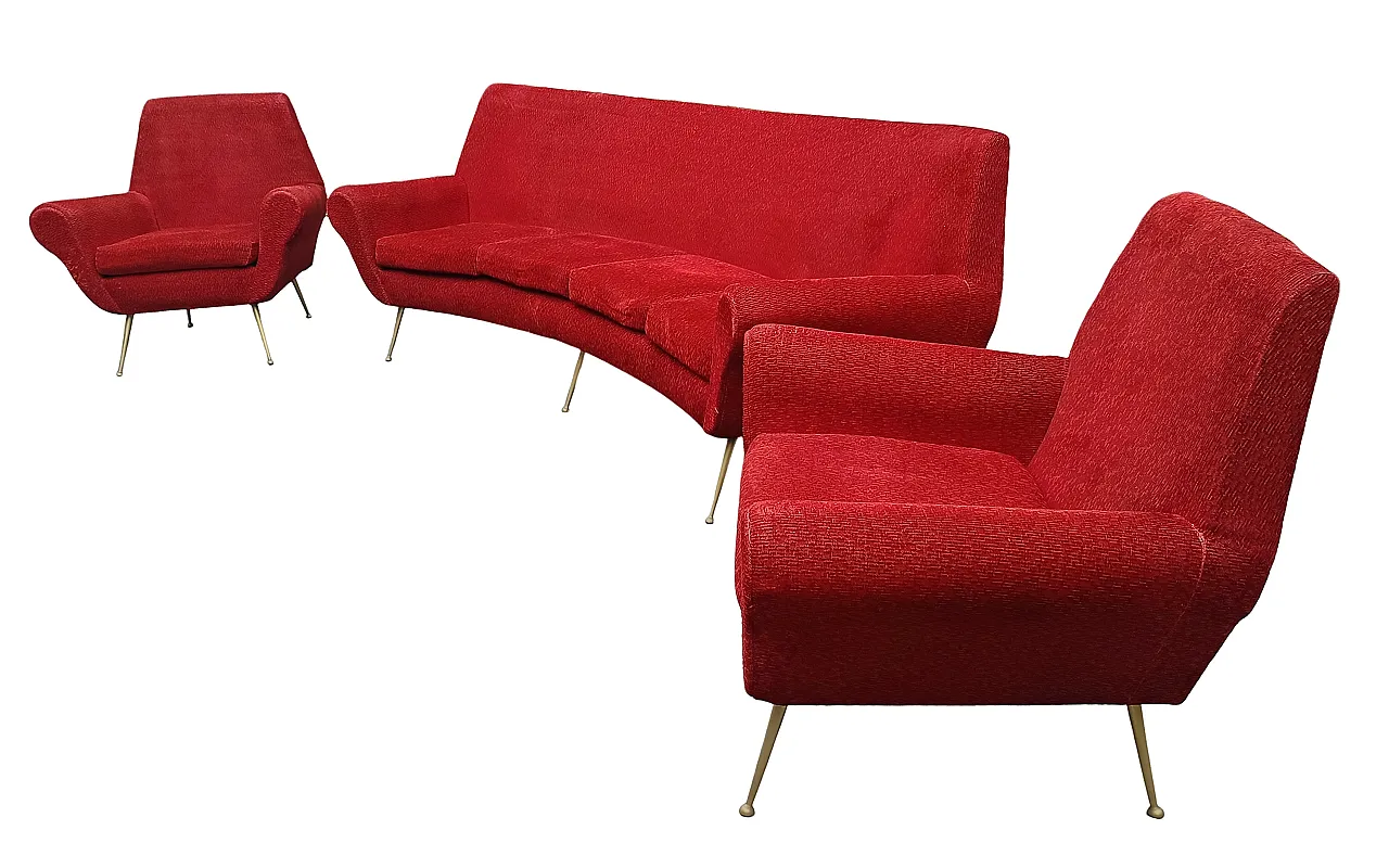 Sofa with 2 armchairs attr. to Gigi Radice, 1950s 2