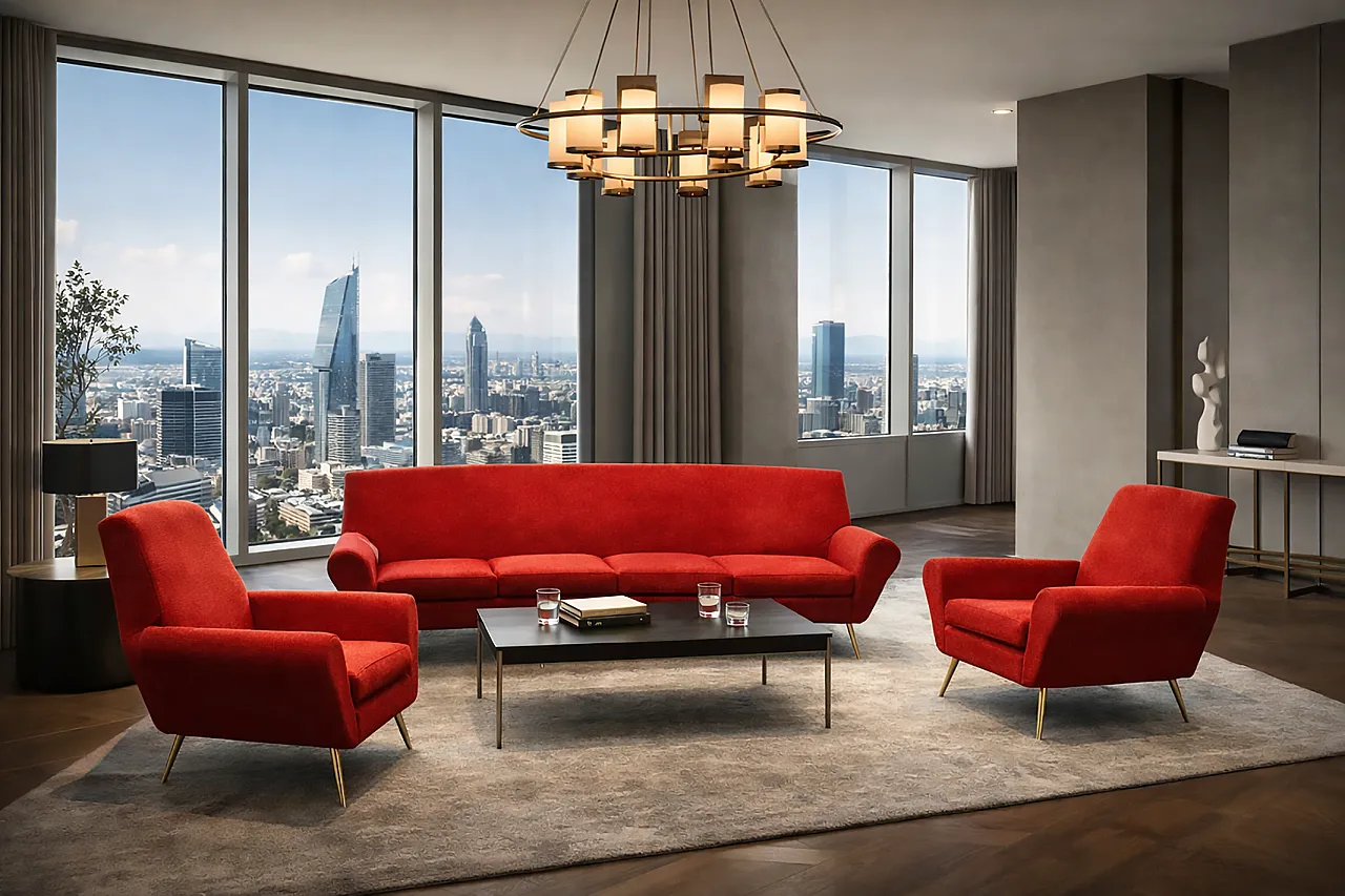 Sofa with 2 armchairs attr. to Gigi Radice, 1950s 6