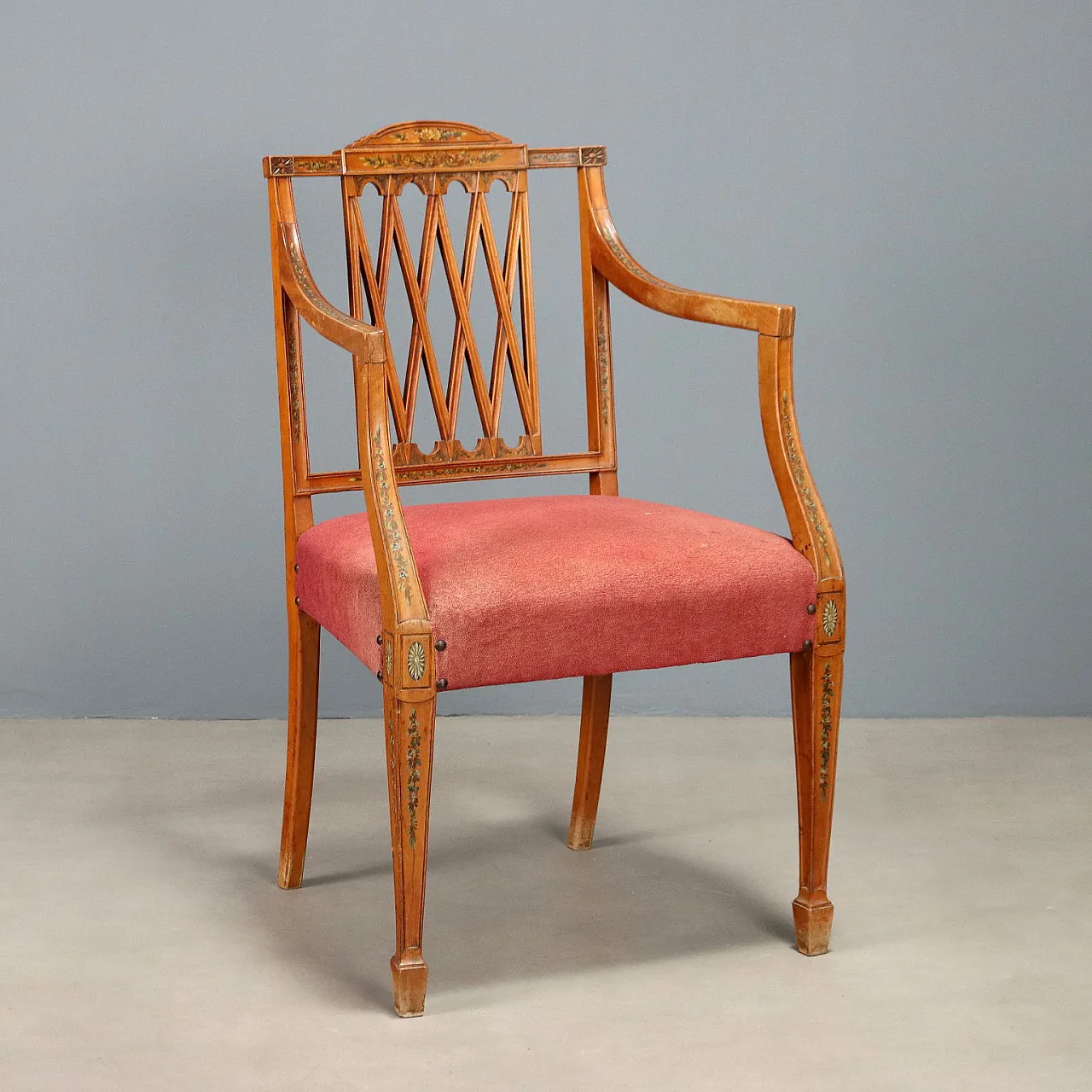 Poltroncina Vittoriana in mogano biondo, '800 1