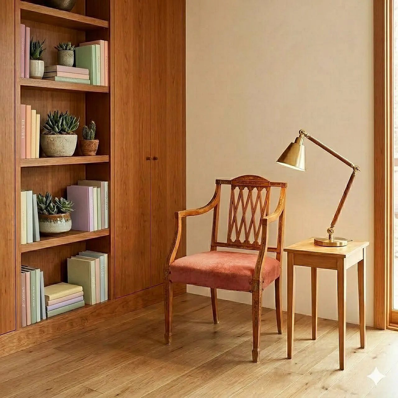 Poltroncina Vittoriana in mogano biondo, '800 2