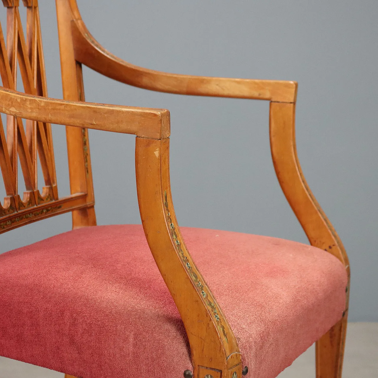 Poltroncina Vittoriana in mogano biondo, '800 6