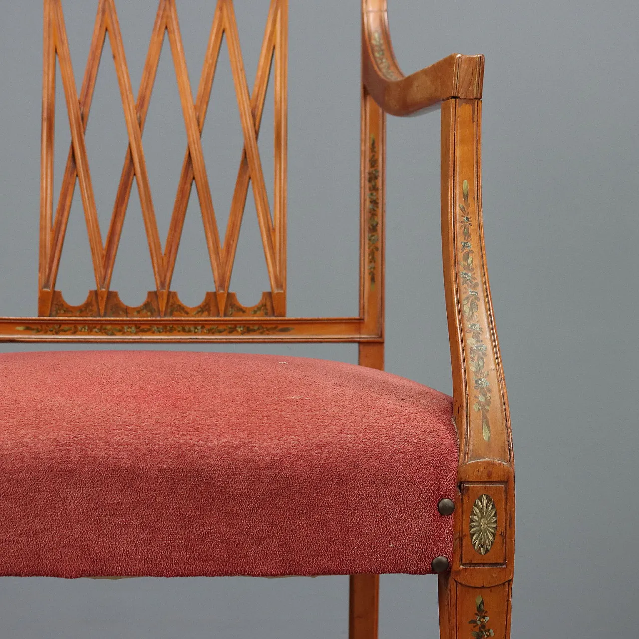 Poltroncina Vittoriana in mogano biondo, '800 7