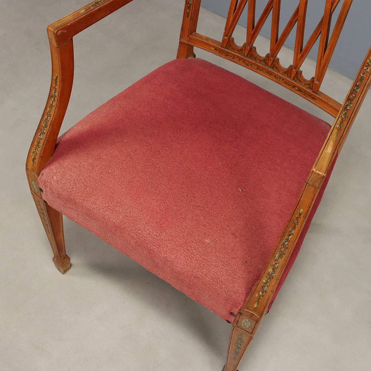 Poltroncina Vittoriana in mogano biondo, '800 8