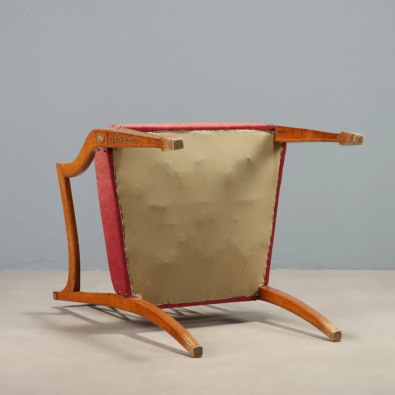 Poltroncina Vittoriana in mogano biondo, '800 10
