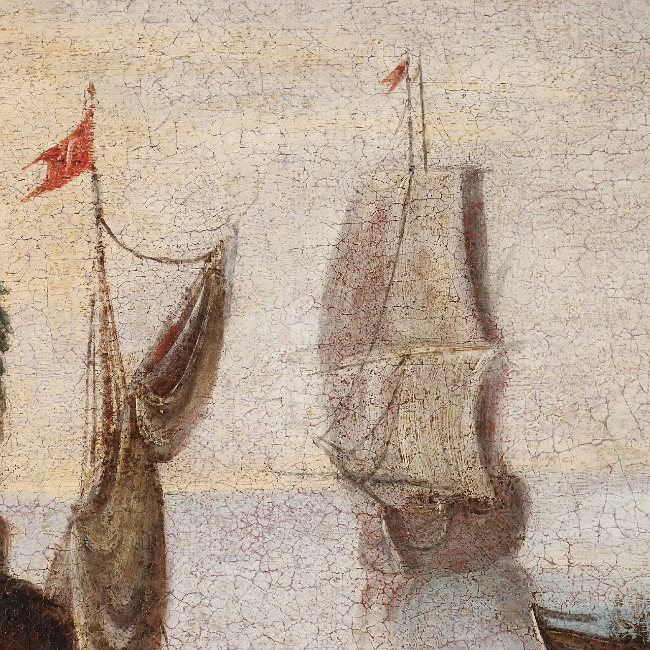 Mediterranean port scene, oil on canvas, 18th century 6