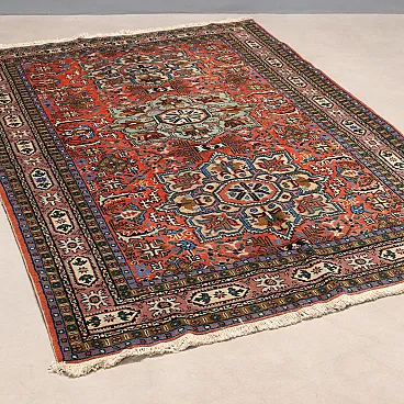 Hand-knotted rug, fine knotting, cotton, wool, and silk, 20th century