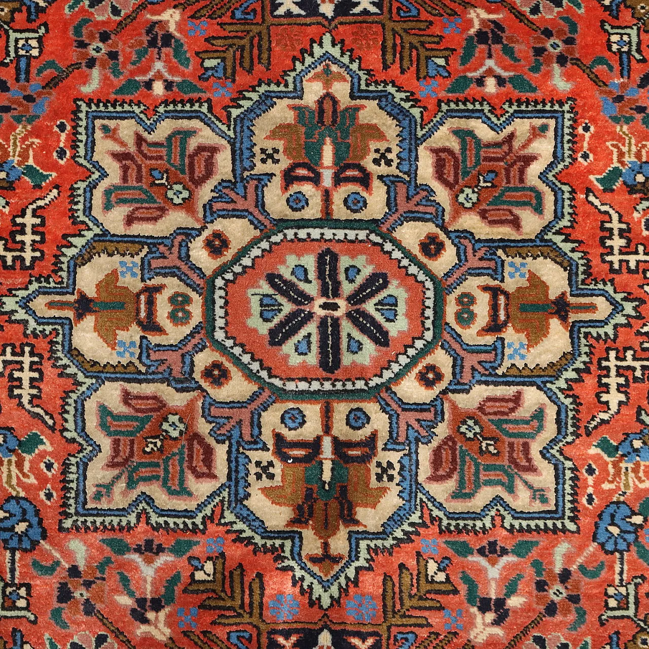 Hand-knotted rug, fine knotting, cotton, wool, and silk, 20th century 4