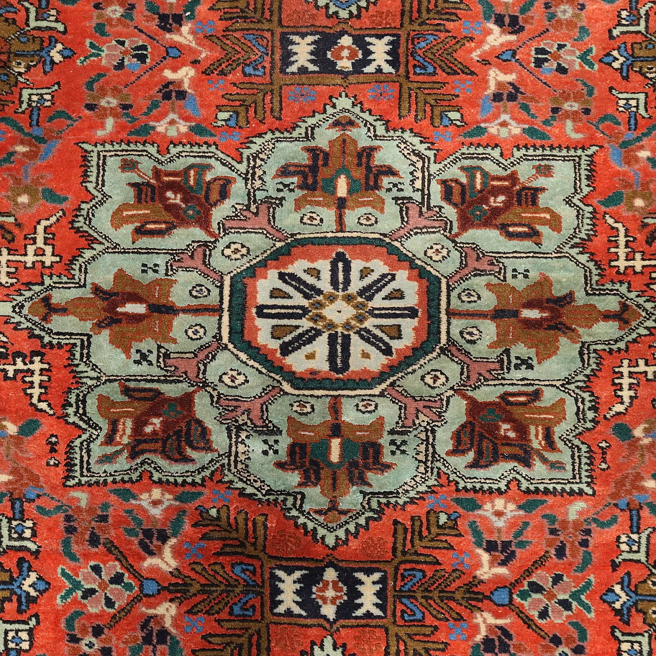 Hand-knotted rug, fine knotting, cotton, wool, and silk, 20th century 5